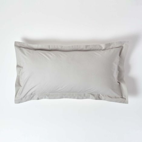 HOMESCAPES Silver Grey Egyptian Cotton Oxford Pillowcase 200 Thread Count, King Size - Silver Grey