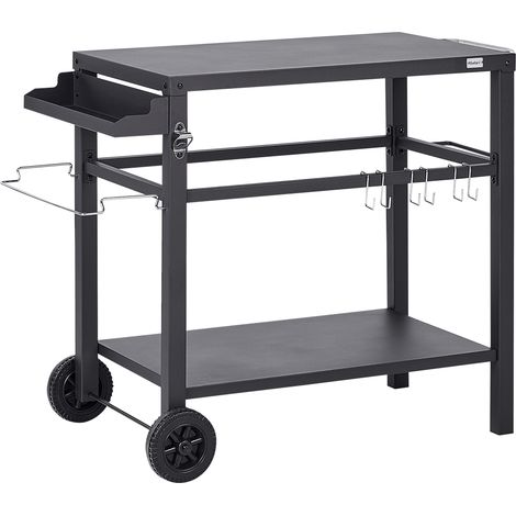 Carrito de cocina de jardín con ruedas carrito de servicio exterior negro Staletti (1/5)