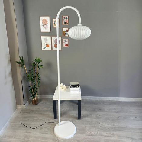 Lampadaire Elegant Métal Moderne E27 Largeur 30 cm Abat-jour Réglable Tablette Variateur (1/4)