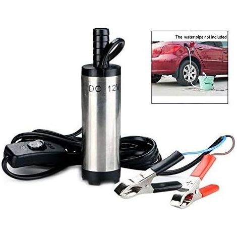 Pompe de transfert, Mini pompe 12v débit max 30 L/min carburant en acier inoxydable, pompe gasoil à eau de pompe diesel avec un tamis sans rouille sur le fond pour voiture, pompe submersible de bateau (1/5)