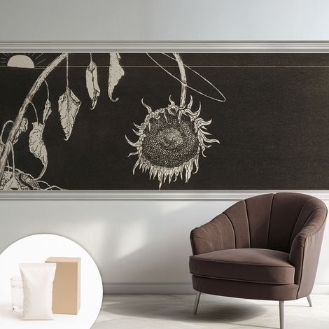 Papier peint intissé à motifs décoratifs pour salon chambre et bureau Décoration murale élégante avec colle Tournesol nostalgique 250x104 cm (1/5)