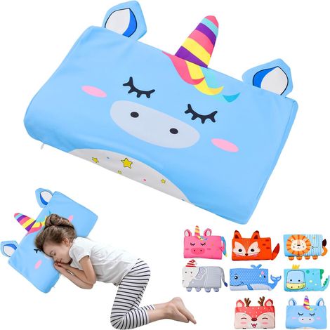 Oreiller en mousse à mémoire de forme pour enfants, oreiller berceau, oreiller enfant avec taie d'oreiller, hypoallergénique, anti-acariens, oreiller de sieste pour enfants garçons et filles (3-10 ans (1/5)