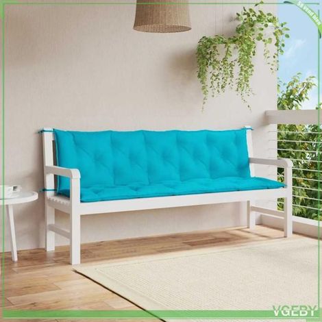 361734 Coussins de banc de jardin lot de 2 turquoise tissu Oxford (1/5)