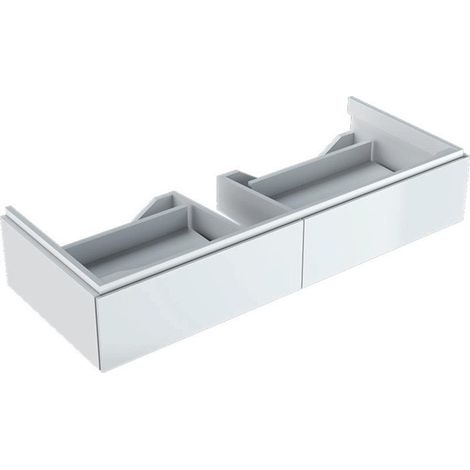Meuble bas pour lavabo Geberit Xeno²,avec deux tiroirs: Largeur 117.4cm, Hauteur 22cm, Profondeur 46.2cm, Blanc / Laqué ultra-brillant