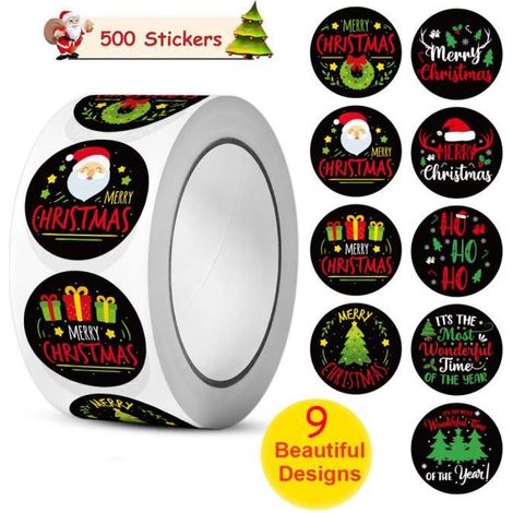 Weihnachtsaufkleber - 500 Stück - Rund - Kraftpapier - Selbstklebend