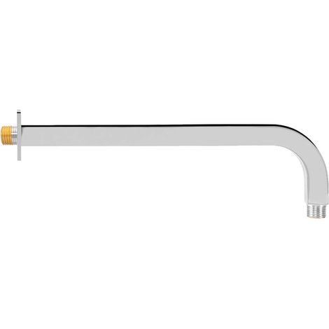 tecuro DESIGN eckiger 400 mm Brausearm 90° gebogen für Regenbrausen, Messing verchromt (1/4)