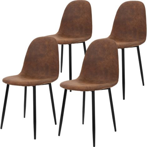 ML-Design Set di 4 Sedie da Pranzo con Schienale in Pelle Finta Marrone Sedia Robusta Vintage Scandinava Imbottita Confortevole con Gambe in Metallo Sedia Ergonomica da Cucina Montaggio Facile (1/5)