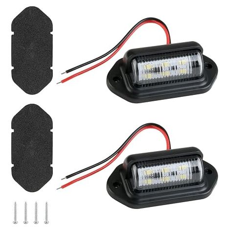 LED Motorcycle License Plate Light Kit, 12 V/24 V Tail Lights Lamp License Plate Trailer with ABS Base and Screws for Trucks Vans Caravan (1/5)