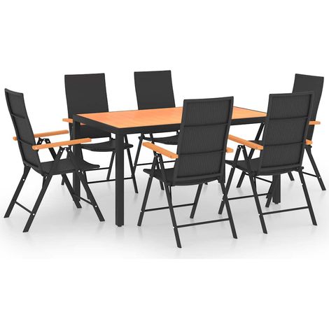 Maison Exclusive - Set da Pranzo da Giardino 7 pz Nero e Marrone (1/5)