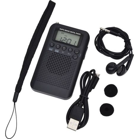 Radio portable FM/AM numérique stéréo DSP – Réception haute qualité jusqu'à 58 stations – Alimentation USB et piles AAA – Écouteurs compatibles