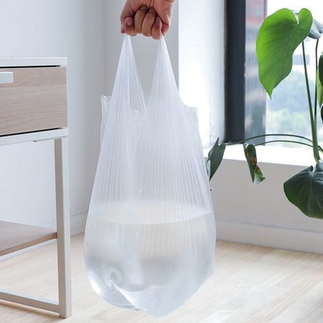 50 pièces Sacs Poubelle Solides Transparents Grande Capacité Résistants à la Déchirure (Style Vest) (1/2)