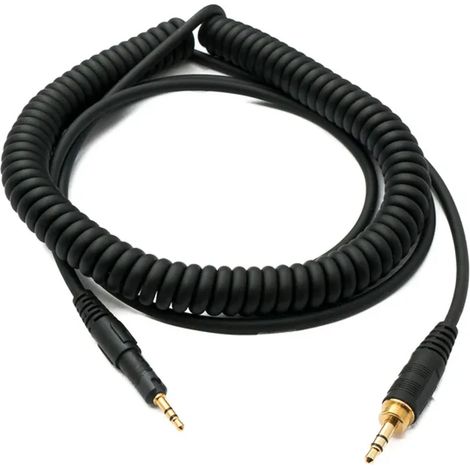 Câble de remplacement audio SYSTEM-S 2 m, prise AUX spiralée, pour Audio Technica ATH M70x, M60X, M50x et M40x. (1/5)