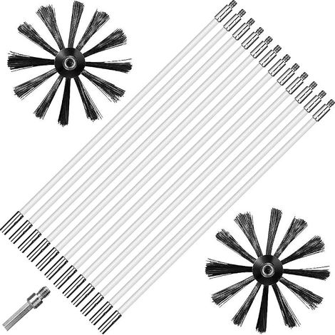 Chimney Cleaning Brush Kit, Chimneys Brush Chimney Cleaning Kit with Flexible Rods 410 mm, 2 Brush Heads Ø 150 mm and 1 Hexagonal Rod for Boiler Pipes Ventilatio (1/3)