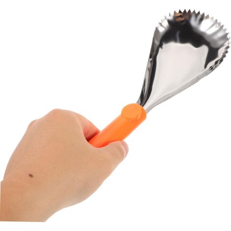 Descorazonador de verduras y pala para calabazas de acero inoxidable de 2 piezas, raspador manual dentado, utensilio de cocina para Acción de Gracias y cosechas, herramienta portátil sin electricidad. (1/5)