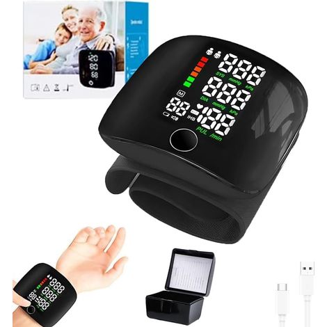 Handgelenk Blutdruckmessgerät mit Arrhythmie und Pulsschwankungen Erkennung, Blutdruck Messgerät Handgelenk mit mit LCD Bildschirm, Deutsch Automatische Sprachausgabe, USB Laden