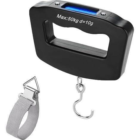 Digital Luggage Scale with Hanging Hook, 50kg Backlit LCD Display Waterproof Bag (1/5)