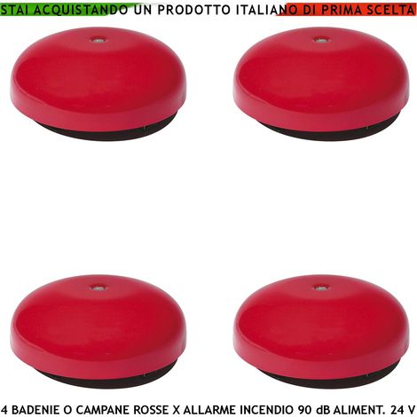 ALLARME INCENDIO CON BADENIA ELETTROMECCANICA ROSSA 4 PEZZI ALIMENTAZIONE 24 VCC RIPETONO SEGNALAZIONI E QUALSIASI AVVISO (1/4)