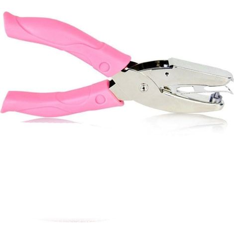 Perforatrice manuelle en métal rose avec poignée, pour maison bureau école (petit cercle)