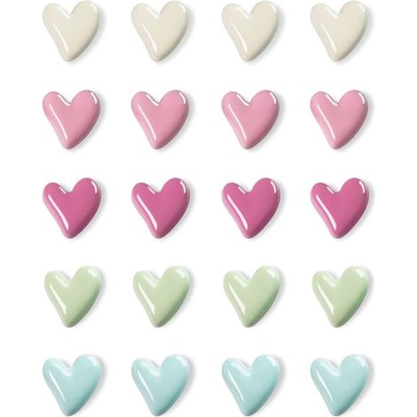 20 magneti da frigorifero colorati a forma di cuore, potenti magneti 3D per frigorifero, lavagna, armadietto, scrivania o come decorazione a forma di cuore (1/5)