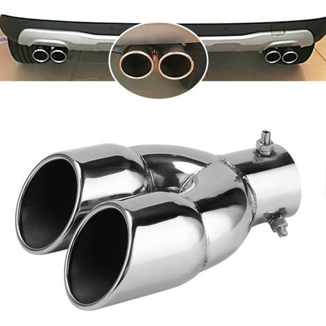 Embouts de silencieux doubles en acier inoxydable 201 pour voiture 63‑76‑220 (1/5)