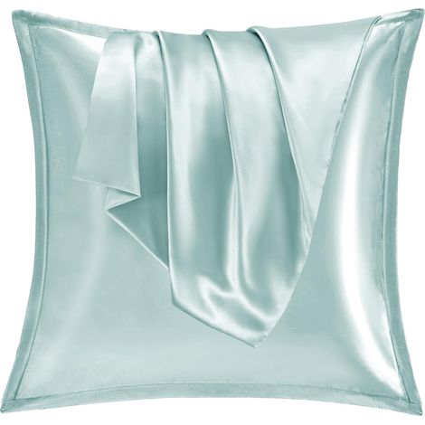 Taie Oreiller Satin 60x60 Lot de 2,pour Cheveux,Similaire Aux Taie d Oreiller en Soie,Housse de Coussin 60x60,Taies d'oreillers Vert (1/5)
