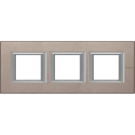 Bticino Cofrel HA4802M3HNX Placa rectangular Axolute de aluminio cepillado, 2+2+2 módulos, horizontal - Titanio