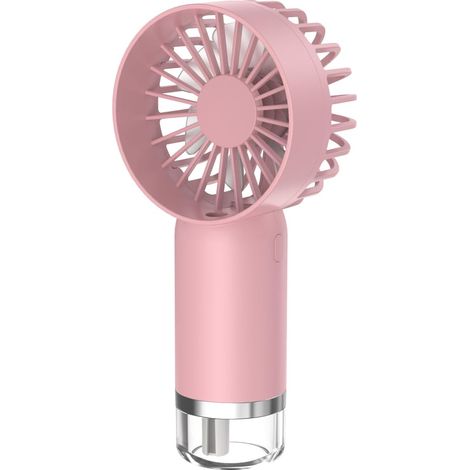 Mini ventilador portátil recargable por USB con 3 velocidades – Dispositivo de refrigeración para la oficina y la playa – Rosa (1/5)