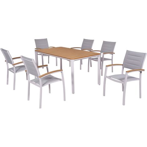 Pisa Set 7tlg Alu/Kunststoff Tisch 160 x 90 cm