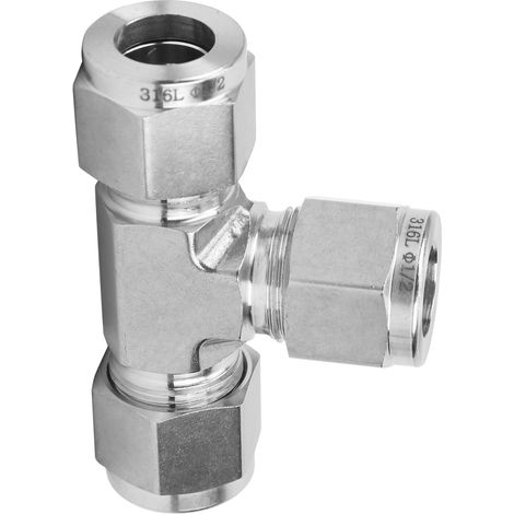 Raccord à bague de serrage, té de même diamètre, acier inoxydable 316, pièce forgée SS-600-3Ф1/2 (1/5)