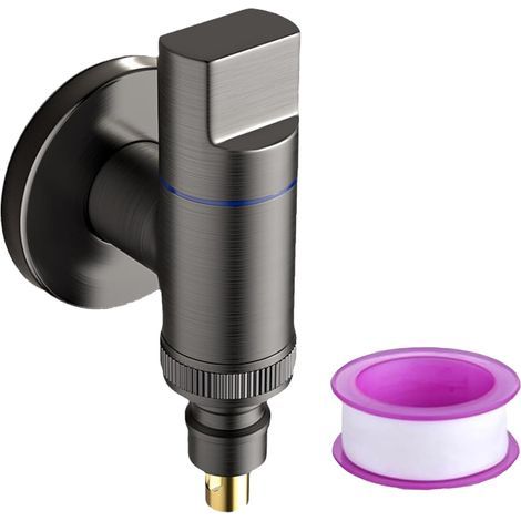 Robinet de Machine à Laver 3/4 Noir Vanne d'Angle en Acier Inoxydable,Arrêt d'Eau pour Machine à Laver,Jardin (1/5)