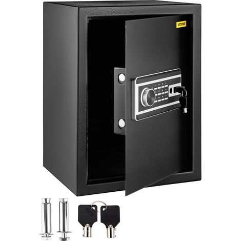 Coffre-Fort Biométrique à Empreintes Digitales 60 L Coffre-Fort Numérique Combinaison et Clés Coffre de Sécurité en Acier Anti-Effraction 4 Types de Déverrouillage Argent Bijoux Domicile Noir (1/5)