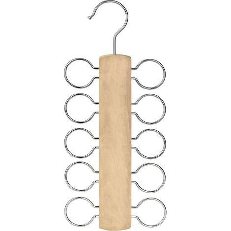 Porte-écharpe, Bois, 10 Crochets Métal, Organisateur Placard, Foulards Cravates Ceintures (1/5)