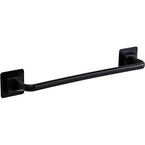 Porte-serviettes mural long noir san 40,5 cm, pour surfaces lisses comme le carrelage et le verre, installation facile et organisée (Noir L) (1/5)