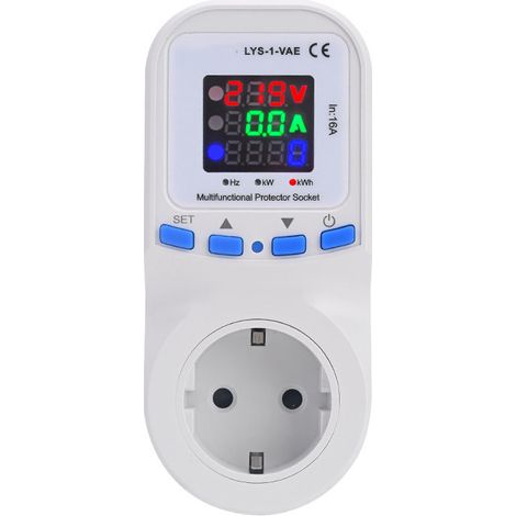 Prise Protectrice Multifonction Type F - Mesure Tension/Courant, Protection Surcharge/Sous-Tension (1/5)