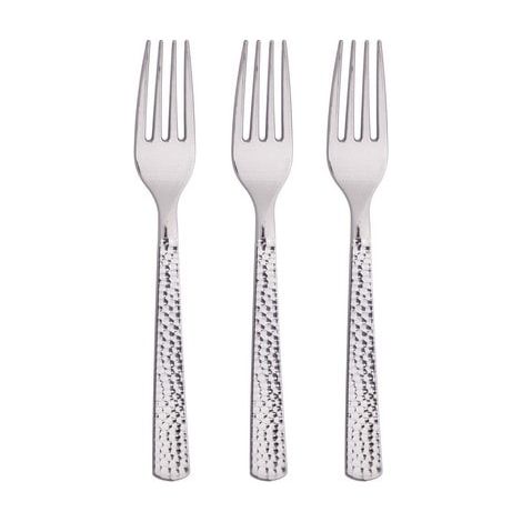 Bigiemme Forchette Plastica Metallizzate Argento Hammered 24 Pz (1/2)