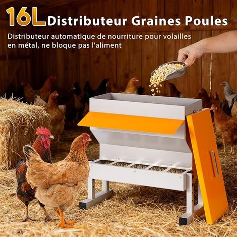 Outdoor Chicken Feeder Feeder with Feet Feeding Ports Metal Hanging Height Adjustable  Gamelle, Suspendue, Poules, Canards et Autres Volailles, Hauteur Réglable (1/4)