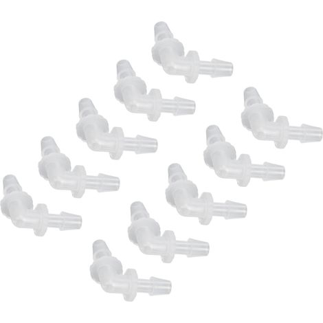 10 Stück Winkel-Schlauchverbinder 90 Grad L-Form Kunststofffittings mit gleichem Durchmesser 4,8 mm (1/5)