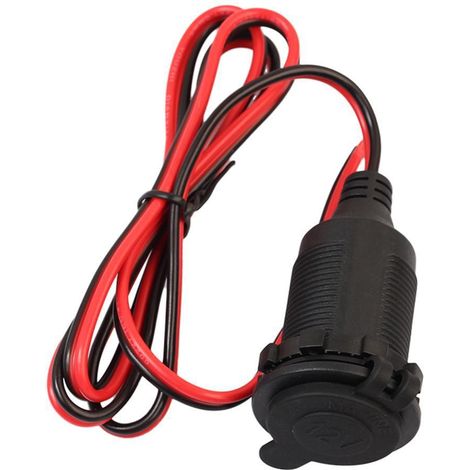 12V waterproof car cigarette lighter socket wiring harness 100CM for cars, boats, motorcycles, and tractors. (1/4)
