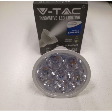 Foco LED V-TAC con chip Samsung GU10 de 6 W, ángulo de haz de 10°, blanco frío