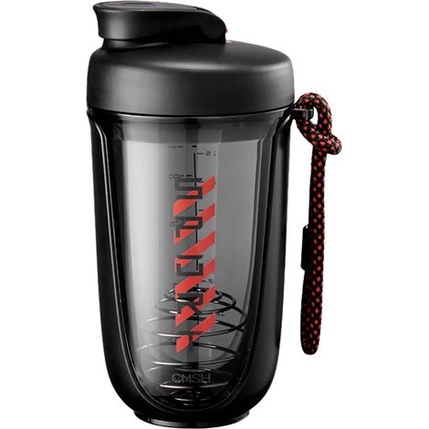 Shaker protéiné en acier inoxydable 590 ml avec boule mélangeuse, gradué pour sportif, échelle et corde de levage (1/5)