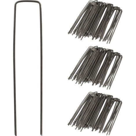 Set di 150 picchetti da giardino in acciaio anticorrosione per il fissaggio di teli e coperture 15 cm in acciaio grigio 130012921