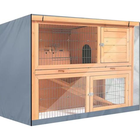 (Gris, 122x50x105cm) Cage à lapin épaisse, tissu Oxford durable - offre une protection efficace toute l'année, résistant aux rayures. (1/3)