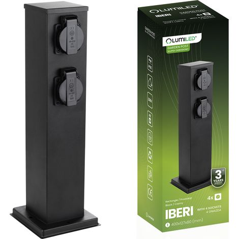 Palo da giardino IBERI da esterno 230 V 40 cm con 4 prese di corrente LUMILED (1/5)