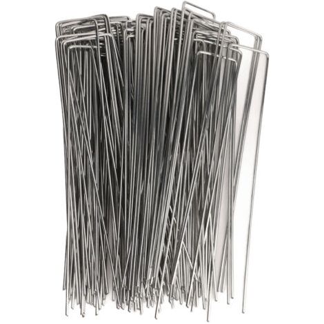 100 clous de jardin en forme de U, en acier galvanisé, pour toile de paillage décorative, 2,5 mm (0,10 pouce). (1/5)