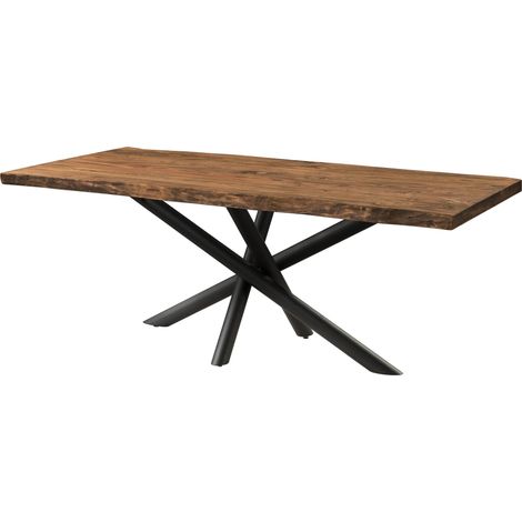 Table à Manger en bois de Sheesham 220x100x76 naturel teinté / pieds Mikado anthracite matte FREEFORM 5