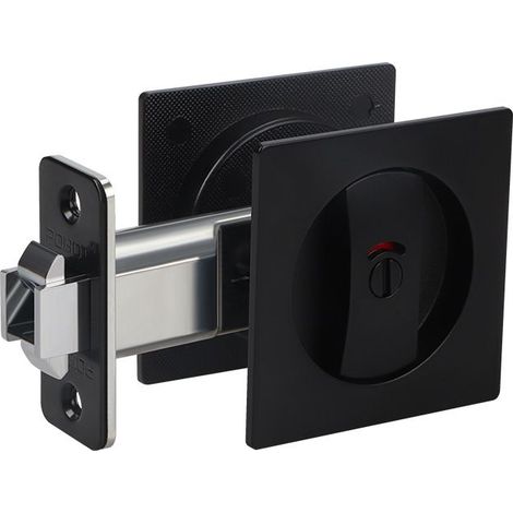 Serrure de porte coulissante noire avec tirette, indicateur rouge et vert, pour chambre/salle de bain/bureau, montage encastré, montage en surface, quincaillerie de porte coulissante moderne (1/5)