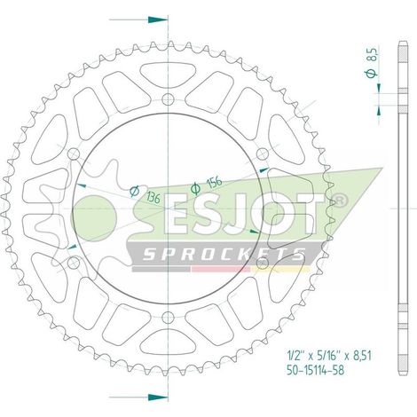 Couronne Fantic 125 - 58 dents