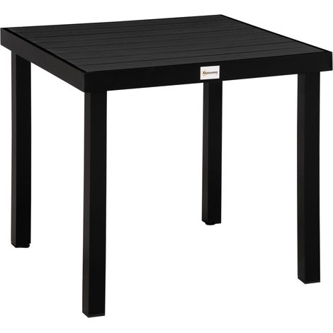 Table de jardin pour 4 personnes, table à manger compacte en aluminium et plastique faciles d'entretien, noire, 80 x 80 x 74 cm, pour mobilier de jardin (1/5)