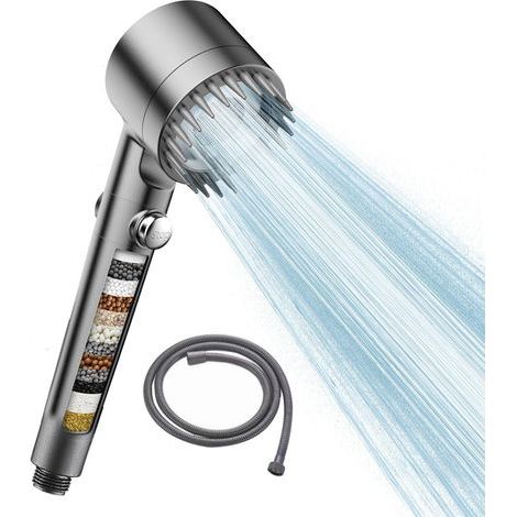 Douche à haute pression, douche économiseuse d'eau anti-calcaire, avec fonction de filtration, tête de douche, flexible de 1,5 m