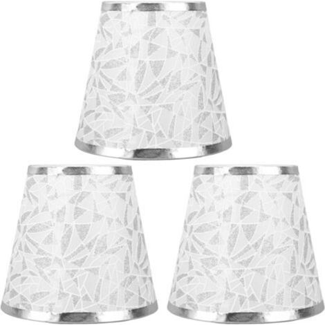 Aufsteckbarer Stofflampenschirm, modernes, tonnenförmiges Design, Stofflampenschirm für E14-Glühbirne, Kronleuchter, Wandleuchte, 3-teilig, silberfarben